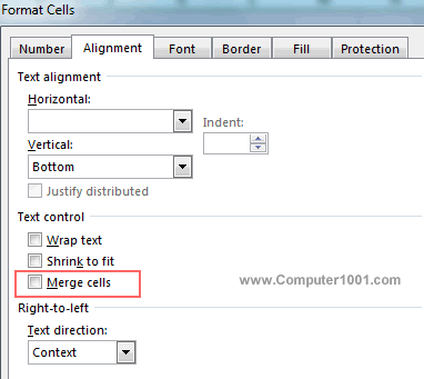 Kosongkan kotak Merge Cells Kosongkan kotak Merge Cells