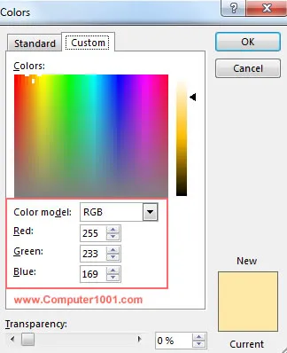 Kotak dialog Colors Kotak dialog Colors
