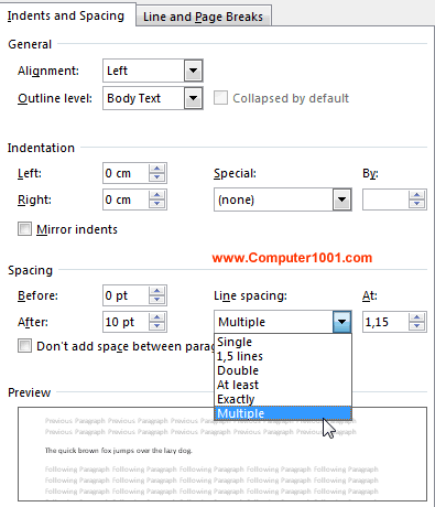 Line Spacing Dropdown Menu Line Spacing Dropdown Menu