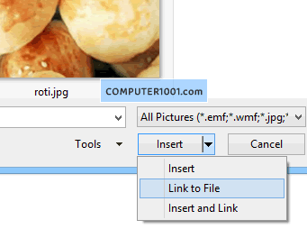 Link-to-file Mail Merge Gambar