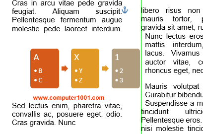 Live Layout dan garis hijau Alignment Guides Word 2013