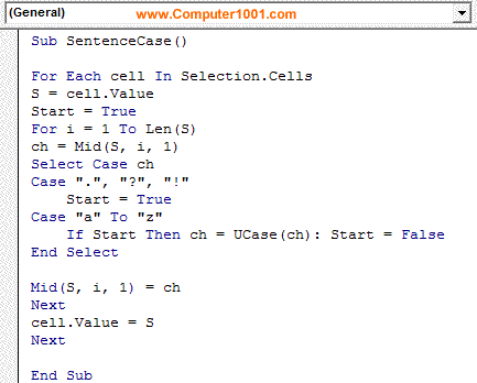 Contoh tampilan kode macro pada editor Visual Basic Contoh tampilan kode macro pada editor Visual Basic