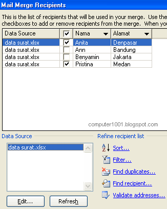 Mail Merge Recipients Mail Merge Recipients