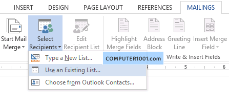 Mail Merge Select Recipients