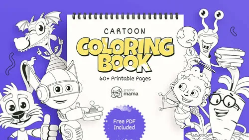 Download Buku Gambar Mewarnai PDF Cartoon Coloring Book
