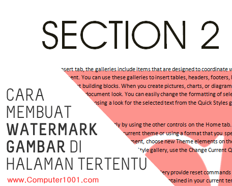 Cara Membuat Watermark Gambar di Halaman Tertentu Dokumen Word Cara Membuat Watermark Gambar di Halaman Tertentu Dokumen Word
