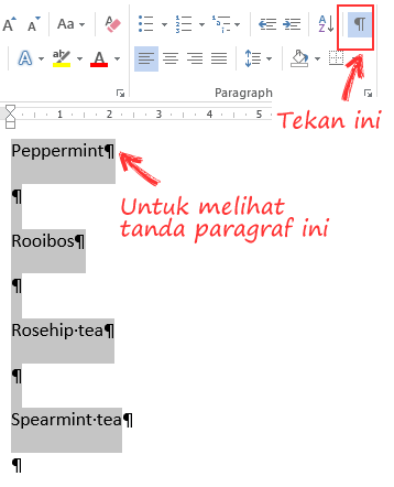 Tampilkan tanda paragraf