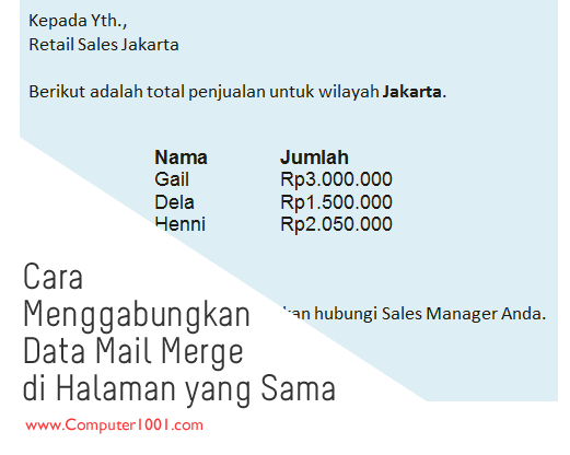 Cara Menggabungkan Data Mail Merge di Halaman yang Sama Berdasarkan Kategori Cara Menggabungkan Data Mail Merge di Halaman yang Sama Berdasarkan Kategori