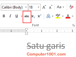 Pilih Strikethrough Pilih Strikethrough