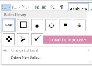 Menu Bullets Word Menu Bullets Word