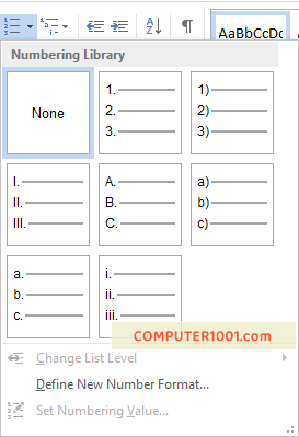 Menu Numbering Word Menu Numbering Word