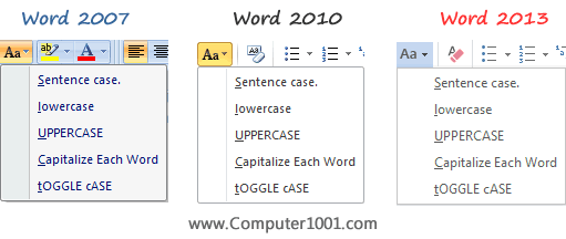 Menu Change Case di Word 2007, 2010, dan 2013