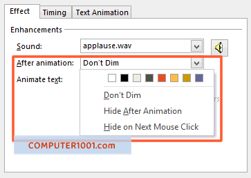Menyembunyikan dan Mengganti Warna Objek Setelah Efek Animasi Menyembunyikan dan Mengganti Warna Objek Setelah Efek Animasi