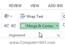 Klik Merge & Center Klik Merge & Center