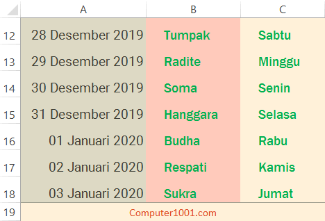Nama hari Jawa Nama hari Jawa