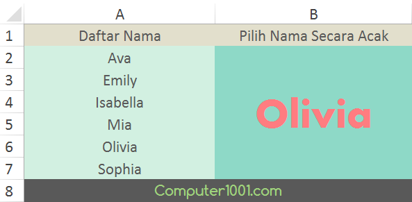 Cara Menampilkan Nama Acak dengan Excel
