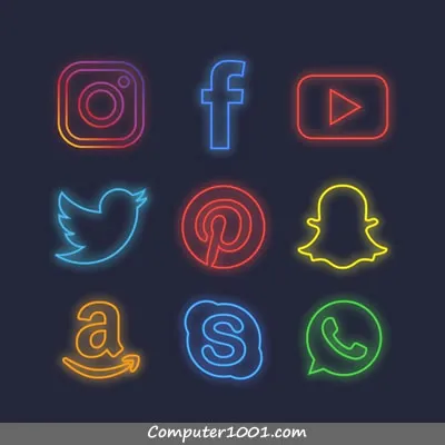 Neon Social Media Icons