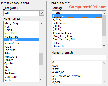 NumPages untuk Total Nomor Halaman