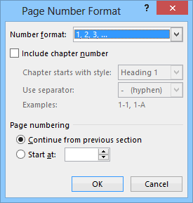 Page Number Format Page Number Format