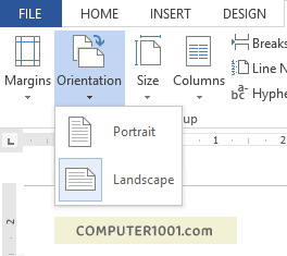 Page Layout Orientation Landscape MS Word