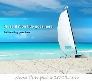 Paradise Beach PowerPoint Template with Sailboat Picture