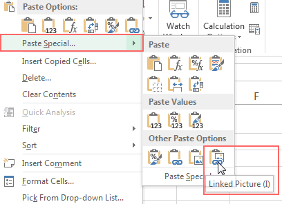 Paste Special Linked Picture Excel 2013 Paste Special Linked Picture Excel 2013