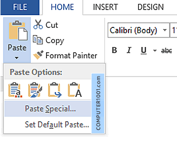 Pilih Paste Special Pilih Paste Special