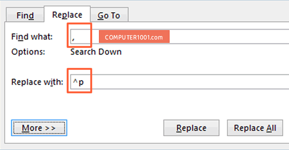 Pengaturan di Find and Replace