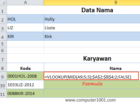 Cara penulisan sintaks atau formula untuk mengisi sel B9 Cara penulisan sintaks atau formula untuk mengisi sel B9