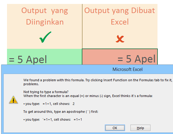 Pesan error input data yang dianggap formula Pesan error input data yang dianggap formula