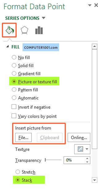 Picture fill chart Excel dialog box Picture fill chart Excel dialog box