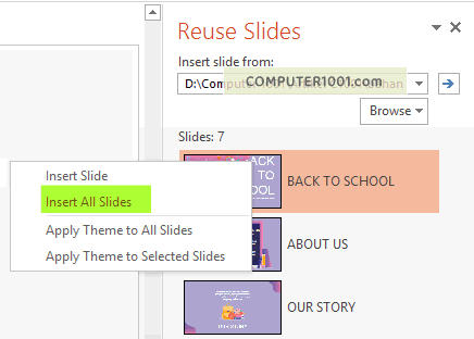Pilih Insert All Slides