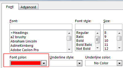 Pilih font warna merah Pilih font warna merah