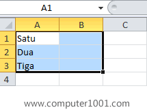 Pilih kumpulan sel yang akan digabungkan Pilih kumpulan sel yang akan digabungkan