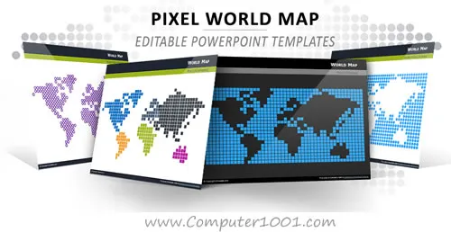 Free Pixel World Map for PowerPoint