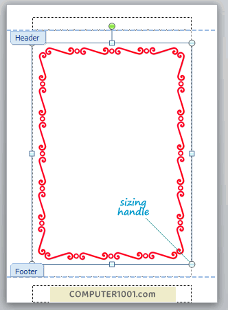 Posisi page border di tengah halaman