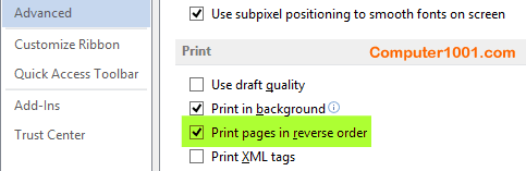 Print Pages in Reverse Order Print Pages in Reverse Order