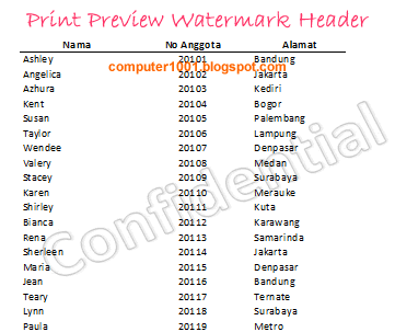 Print Preview Watermark Gambar di Header Excel Print Preview Watermark Gambar di Header Excel