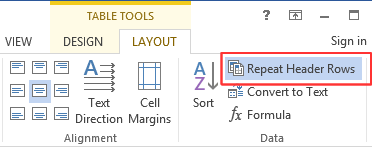 Repeat Header Rows Repeat Header Rows