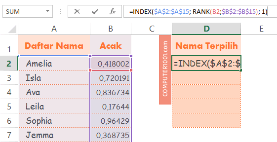 Rumus Excel Nama Acak Terpilih Rumus Excel Nama Acak Terpilih