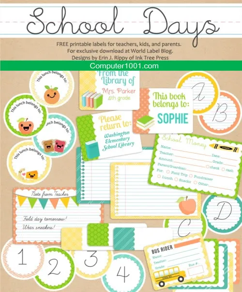School Days Printables & Labels School Days Printables & Labels