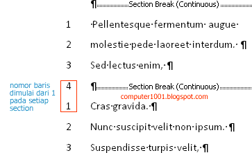 Section Line Numbers Word