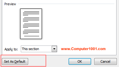 Klik tombol Set as default untuk menyimpan settingan margin baru Klik tombol Set as default untuk menyimpan settingan margin baru