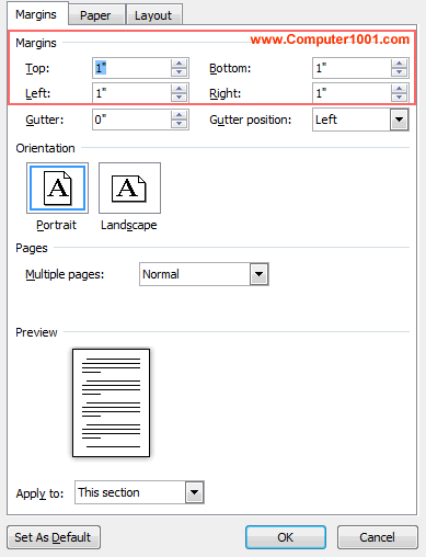 Atur ukuran margin keempat sisi Atur ukuran margin keempat sisi