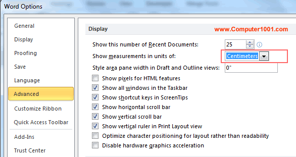 Pilih unit pengukuran centimeters Pilih unit pengukuran centimeters