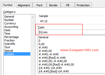 Settingan format pengurangan untuk lebih dari 24 jam Settingan format pengurangan untuk lebih dari 24 jam