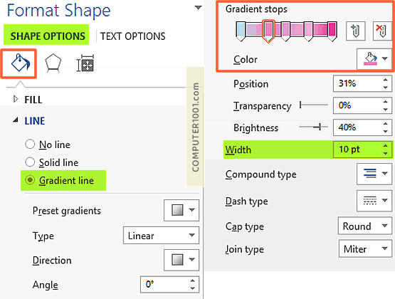 Settingan gradien warna bingkai Settingan gradien warna bingkai
