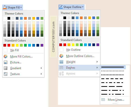 Shape fill dan Shape Outline Shape fill dan Shape Outline
