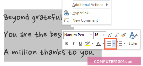 Shortcut Menu Bullets Shortcut Menu Bullets