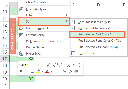 Urutkan data berdasarkan warna sel Urutkan data berdasarkan warna sel